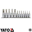 Yato YT-04332 dugókulcs lyukas torx bit készlet 1/4"-3/8", 12 részes (T8-T55)