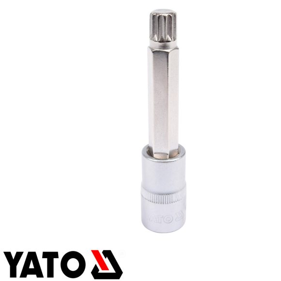 Yato YT-04354 dugókulcs sűrű torx bit (SPLINE) CrV/S2 acél 1/2" - M12 (L=100mm)