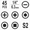 Yato YT-04620 bithegy készlet 1/4" S2 acél, 40 részes