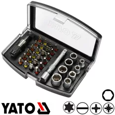   Yato YT-04623 bithegy és dugókulcs készlet 1/4", 34 részes