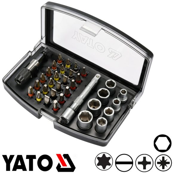 Yato YT-04623 bithegy és dugókulcs készlet 1/4", 34 részes