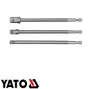 Yato YT-04628 dugókulcs adapter készlet 1/4" hex >>> 1/4"-3/8"-1/2" négyzet , CrV (L=150mm)