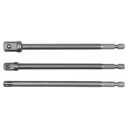 Yato YT-04628 dugókulcs adapter készlet 1/4" hex >>> 1/4"-3/8"-1/2" négyzet , CrV (L=150mm)
