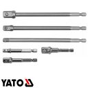 Yato YT-04629 dugókulcs adapter készlet CrV, 6 részes (1/4" bit>>>1/4"-3/8"-1/2" négyzet)