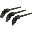 Yato YT-04641 csuklós dugókulcs adapter készlet 1/4" hex >>> 1/4"-3/8"-1/2" négyzet , CrV (L=125 mm)