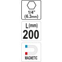 Yato YT-04682 mágneses bittartó 1/4" - 200 mm