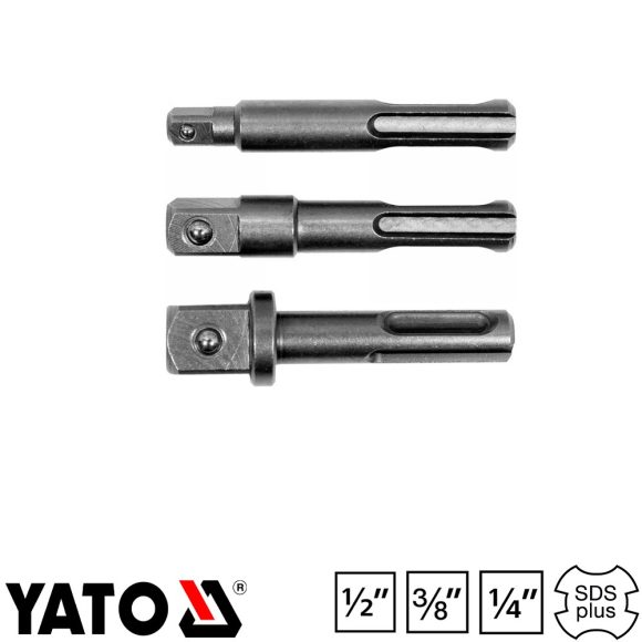 YATO YT-04686 dugókulcs adapter készlet, 1/4"-3/8"-1/2", 65 mm, 3 db-os