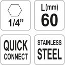 Yato YT-0468 mágneses bittartó 1/4" - 60 mm (gyorszáras)