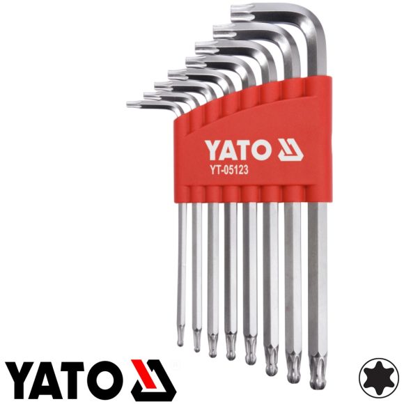 Yato YT-05123 torx kulcs készlet, gömbvégű, CrV, TX9-40 (8 részes)