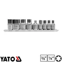 Yato YT-0520 E-torx dugókulcs készlet CrV, 9 részes, E5-E16 (1/2"-3/8")