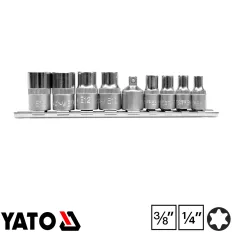   Yato YT-0520 E-torx dugókulcs készlet CrV, 9 részes, E5-E16 (1/2"-3/8")