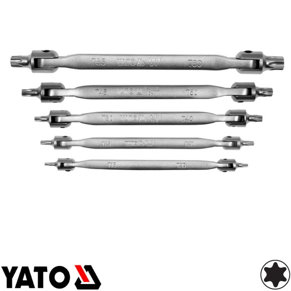 Yato YT-05320 csuklós torx kulcs készlet CrV, T15-T60 (5 részes)