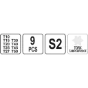 Yato YT-05615 lyukas torx T-kulcs készlet (S2 acél), TTA 10-50 (9 részes)