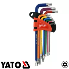   Yato YT-05633 hosszított lyukas torx kulcs készlet, S2 acél (színes), TTA 10-50 (9 részes)