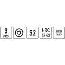 Yato YT-05633 hosszított lyukas torx kulcs készlet, S2 acél (színes), TTA 10-50 (9 részes)