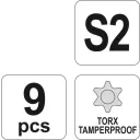 Yato YT-0563 hosszított lyukas torx kulcs készlet, S2 acél, TTA10-50 (9 részes)