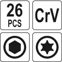 Yato YT-05644 torx és imbuszkulcs készlet (CrV.), összecsukható (26 részes)
