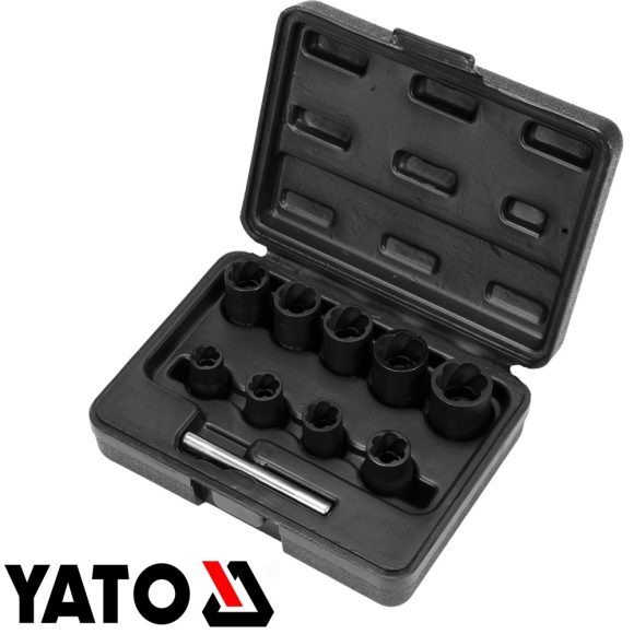 Yato YT-0603 roncsolt csavarfej leszedő készlet, 10 részes 3/8", 10-19 mm