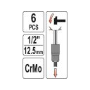 Yato YT-06032 roncsolt csavarfej leszedő készlet, 6 részes 1/2", 17-27 mm