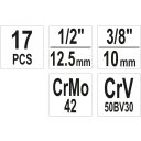 Yato YT-06033 roncsolt csavarfej-törtcsavar-tőcsavar kiszedő készlet, 17 részes