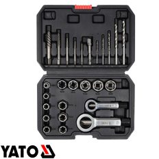   Yato YT-06037 roncsolt csavarfej-törtcsavar-csavaranya kiszedő készlet CrMo - 26 részes