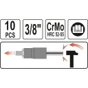 Yato YT-0603 roncsolt csavarfej leszedő készlet, 10 részes 3/8", 10-19 mm