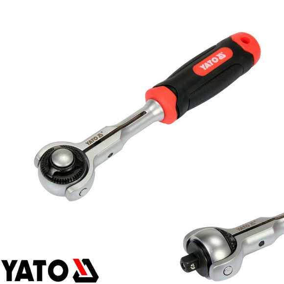 Yato YT-07200 racsnis hajtószár 1/4" CrV, 72T - forgófejes 145 mm