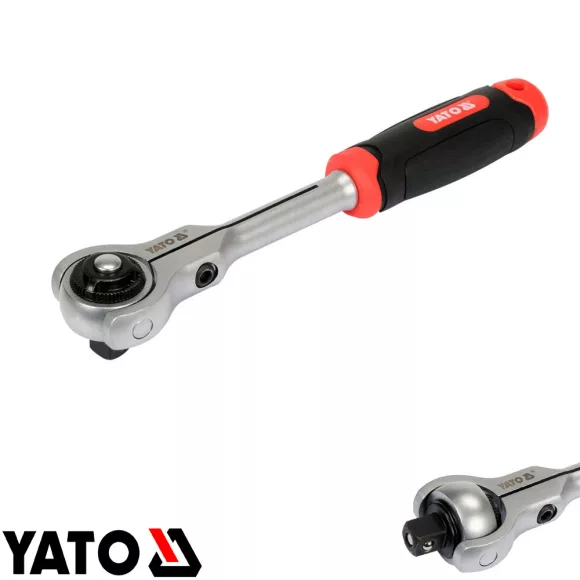 Yato YT-07202 racsnis hajtószár forgófejjel 1/2" CrV, 72T - 255 mm