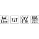 Yato YT-0730 racsnis hajtószár 1/4" CrV, 72T - hajlított 155 mm