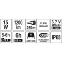 Yato YT-08551 akkus LED keresőlámpa, 1200 lm (3,7V - 4400mAh)