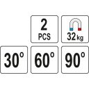 Yato YT-08723 hegesztő mágnes szett (32 kg), 2 részes