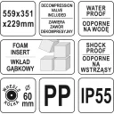 YATO YT-08905 kerekes szerszámkoffer habszivacs betéttel 559x351x229 mm (PP, IP55)