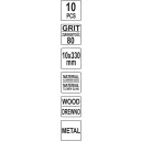 Yato YT-09744 végtelenített csiszolószalag (fa-fém), 10x330 mm, P80, 10 darabos