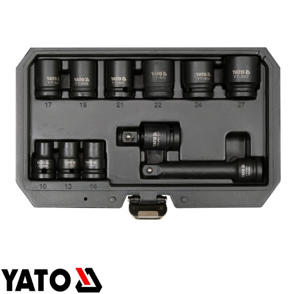 Yato YT-10255 gépi dugókulcs készlet 1/2" CrMo, 11 részes (10-27 mm)