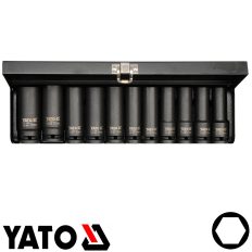   Yato YT-1054 hosszú gépi dugókulcs készlet 1/2" CrMo, 11 részes 10-24 mm / L=78 mm