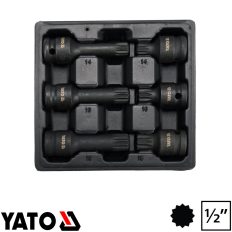   Yato YT-10652 gépi dugókulcs SPLINE bit készlet 1/2" CrMo, 6 részes M14-M18