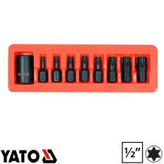   Yato YT-10664 gépi dugókulcs Torx bit készlet 1/2" CrMo, S2, 9 részes T30-T70