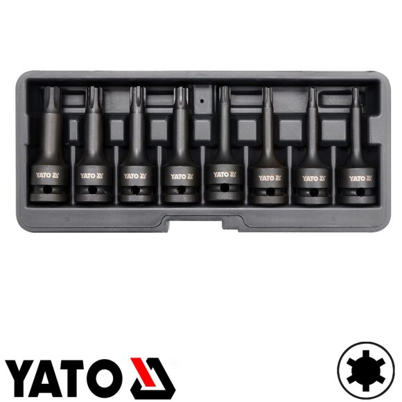 Yato YT-1068 gépi dugókulcs RIBE bit készlet 1/2" CrMo, 8 részes RM5-RM13 mm