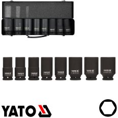   Yato YT-1155 gépi hosszú dugókulcs készlet 3/4", 8 részes 22-41 mm / L=90 mm