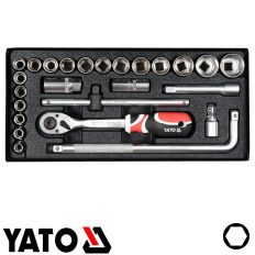   Yato YT-12671 dugókulcs készlet 1/2" CrV 10-32 mm profi, 25 részes