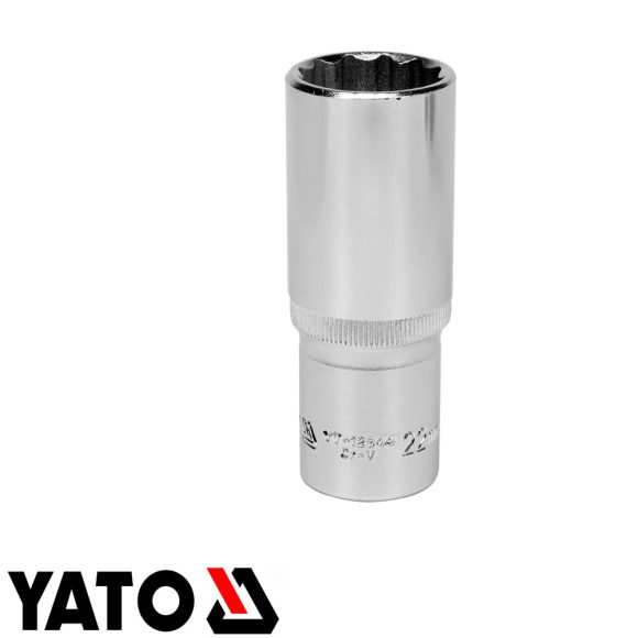 Yato YT-12944 12 szögletű hosszú dugókulcs 1/2" CrV - 22 mm, L=77mm (AS-DRIVE)