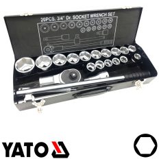   Yato YT-1335 dugókulcs készlet 3/4", 20 részes 19-50 mm