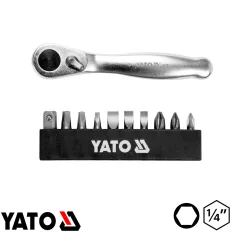   Yato YT-14390 bitkészlet racsnis hajtószárral CrV, S2, 1/4" - 11 részes