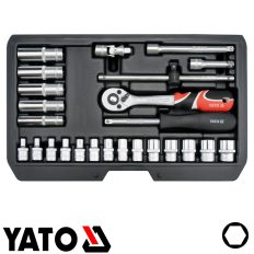  Yato YT-14461 dugókulcs készlet 1/4" CrV 3,5-14 mm, 25 részes