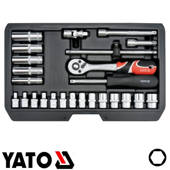 Yato YT-14461 dugókulcs készlet 1/4" CrV 3,5-14 mm, 25 részes