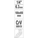 Yato YT-15291 hosszú T-hajtószár csuklóval 1/4" CrV - 450x180 mm