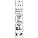 Yato YT-17508 nyitott dugókulcs készlet 3/8"-1/2" CrV - 10-19 mm (7 részes)