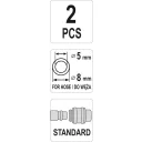 Yato YT-24100 pneumatikus tömlő gyorscsatlakozó hűvely 1/4" (5x8 mm tömlőhöz) (2 db)
