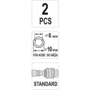 Yato YT-24103 pneumatikus tömlő gyorscsatlakozó dugó 1/4" (6x10 mm tömlőhöz) (2 db)