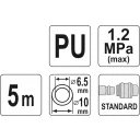 Yato YT-24204 pneumatikus spiráltömlő gyorscsatlakozóval 6,5x10 mm PU - 5 m